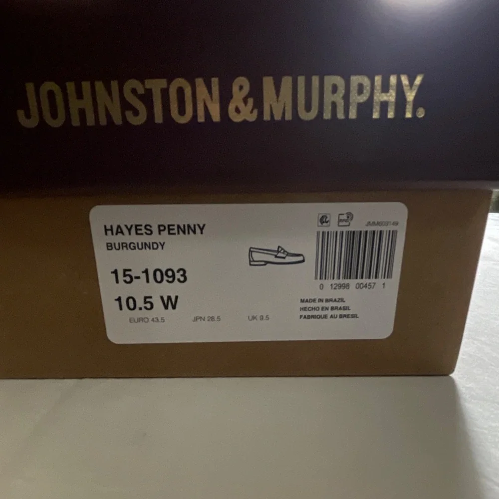 Johnston & Murphy Hayes Penny Men's Burgundy Leather Loafers 10.5W 15-1093